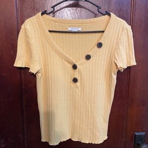 AEO Yellow Asymmetrical Button Top